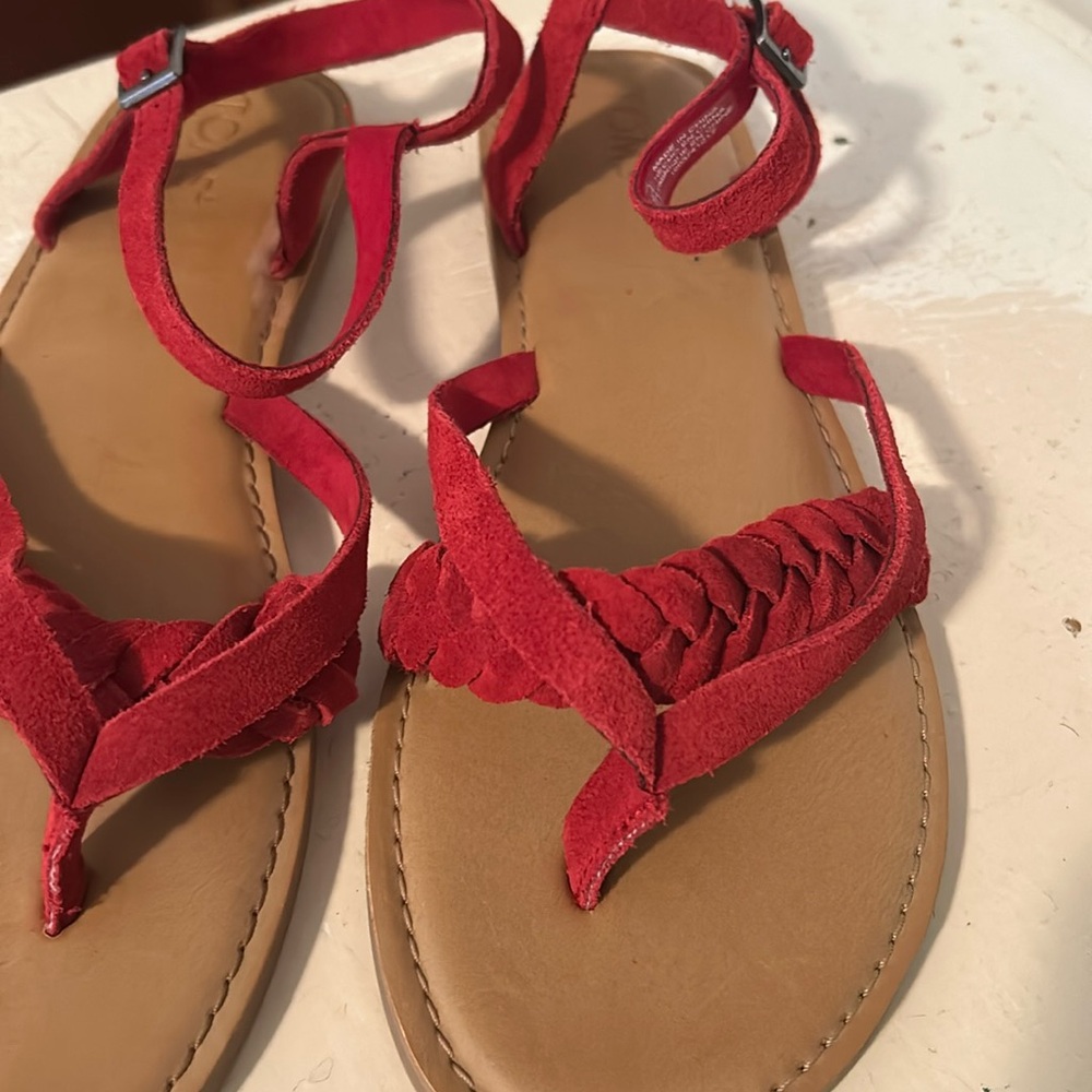 Toms red sandals